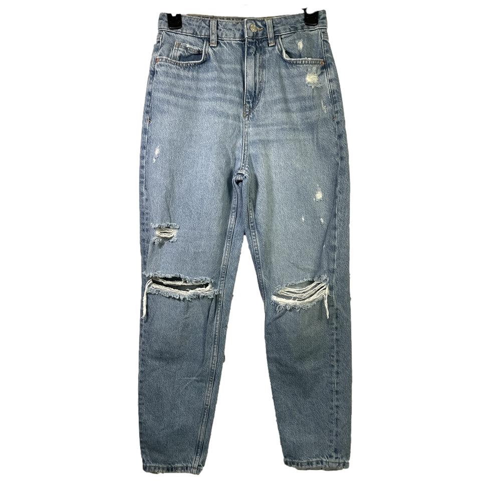 ZARA High-Rise Distressed Mom Jeans Size 2